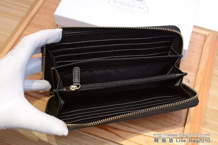 COACH蔻馳 53637 原單 菱格 女士拉鏈長錢包  Chz1374